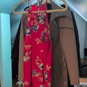Forever 21 Red Floral Halter Dress